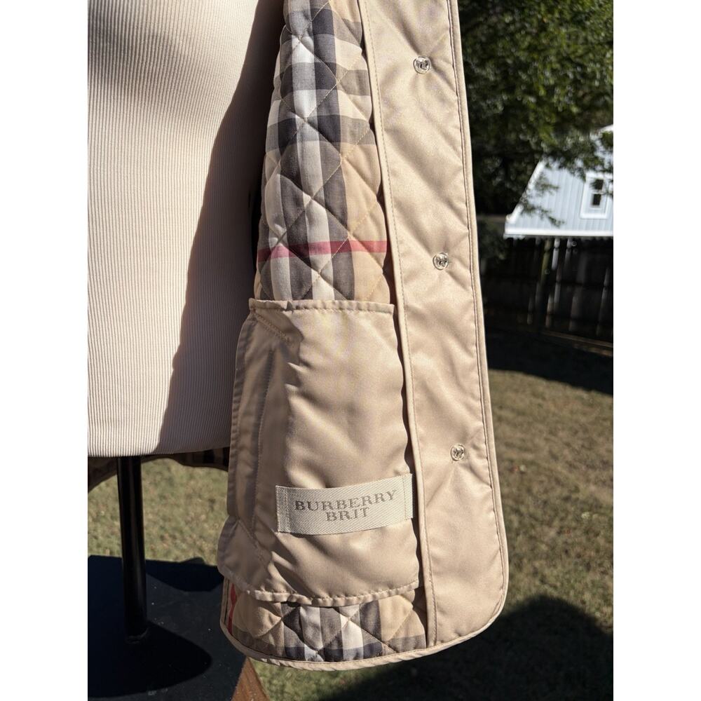Burberry Brit Women’s Size Large Beige Tan Quilted Jacket Nova Check Classic - Picture 5 of 11